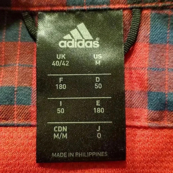 Adidas Red and Blue Plai Shirt M - Picture 6 of 6